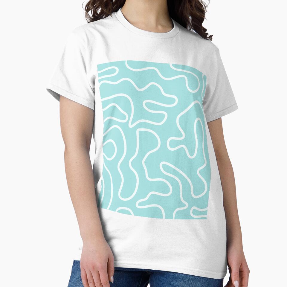 Squiggle Maze Abstract Pattern in Aqua Teal Pastel by kierkegaard