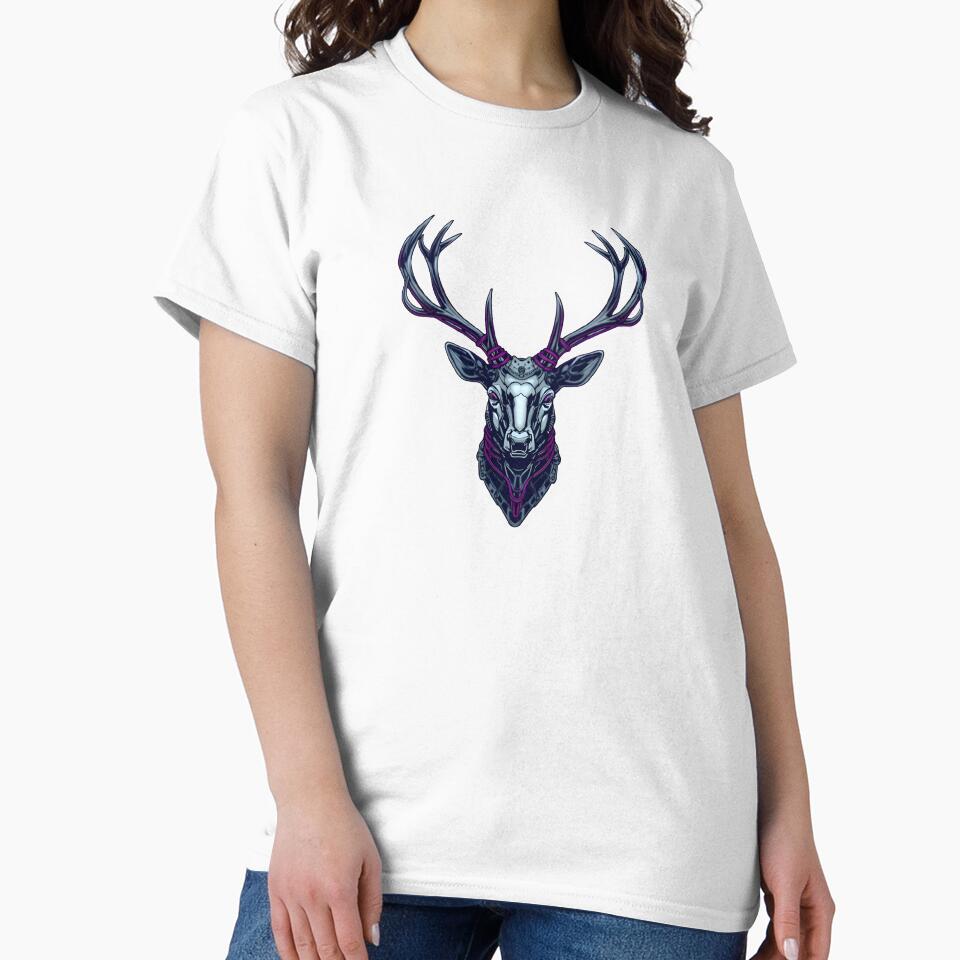 Intricate Cybernetic Stag Head Mechanical Art by 77Clover