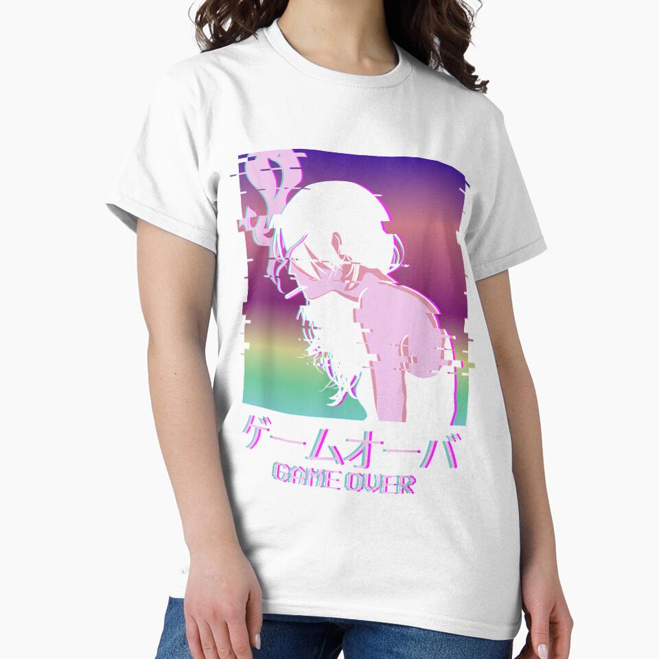 Japanese Vaporwave Sad Anime Girl Game Over Aesthetic by TERRYCOXSHOP