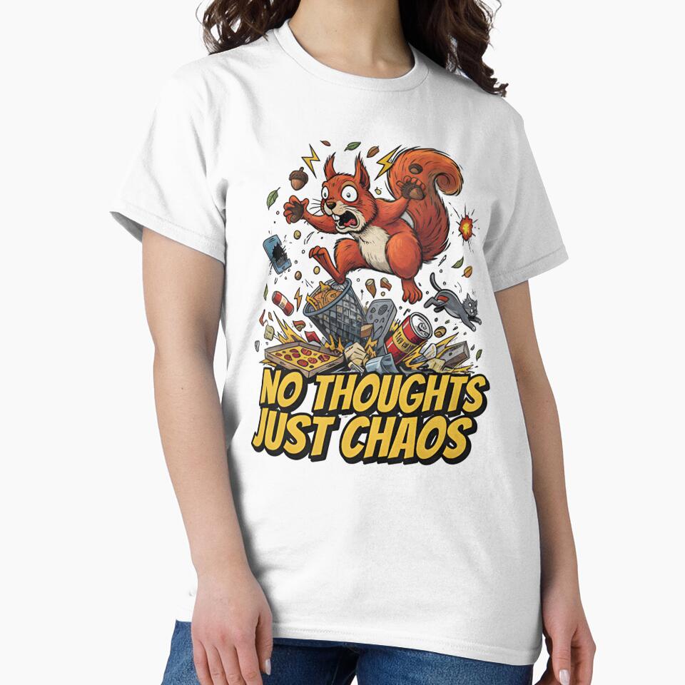 No Thoughts Just Chaos - Frantic Squirrel Meme Illustration by ZyxDes