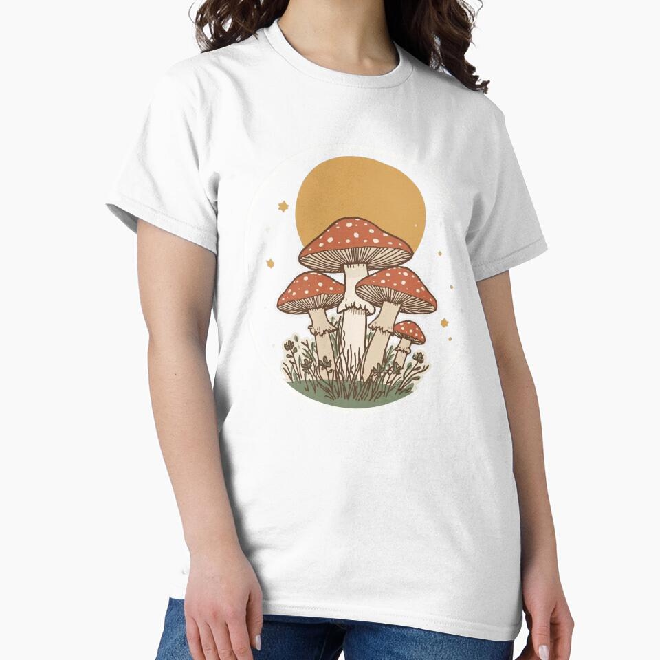 Retro Toadstool Meadow: A Muted Palette Nature Illustration by The Daily Palette