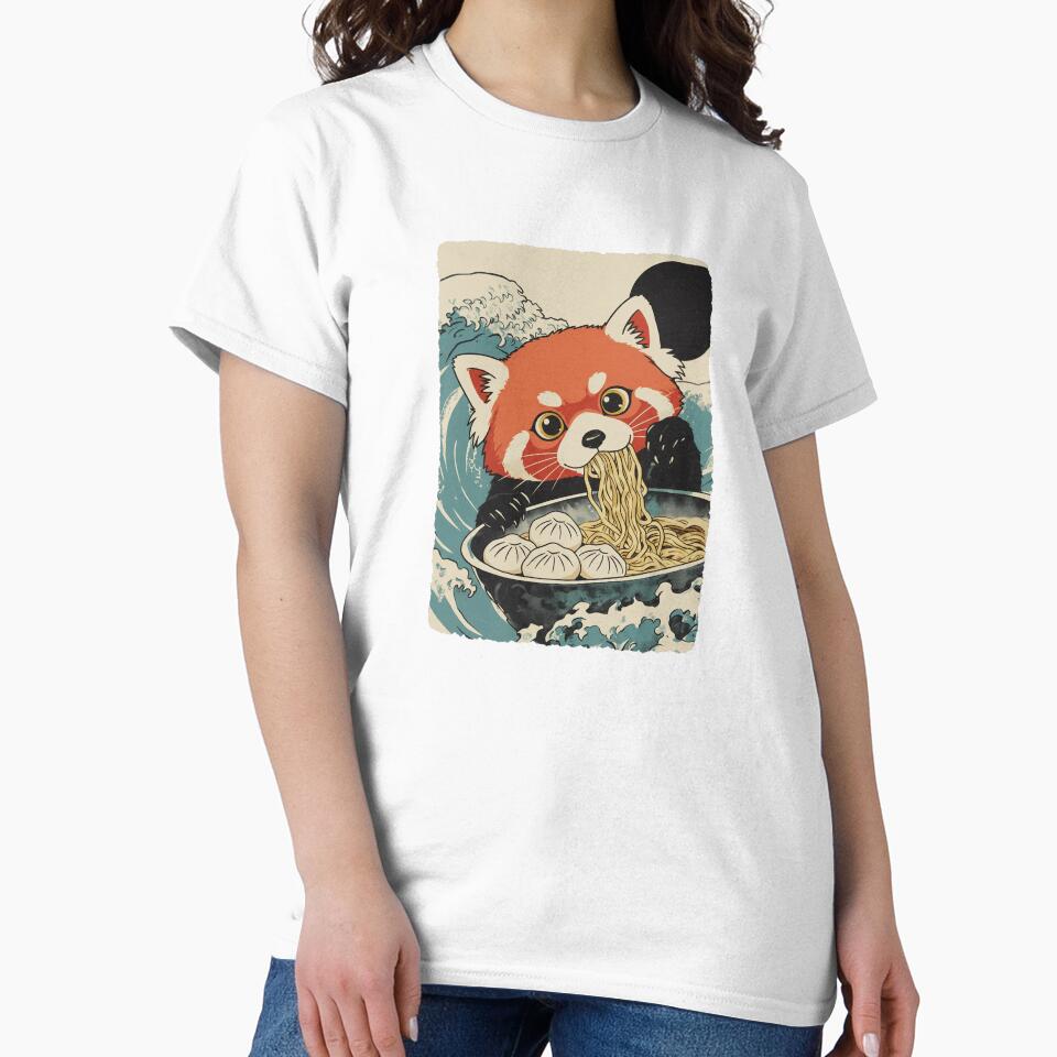 Red Panda Eating Ramen Cute Noodle Lover by JEFDodsonArt