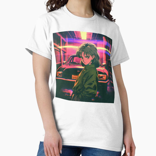 80s Anime Retro Girl Car Japanese Aesthetic Street Racing by glasseskyodai