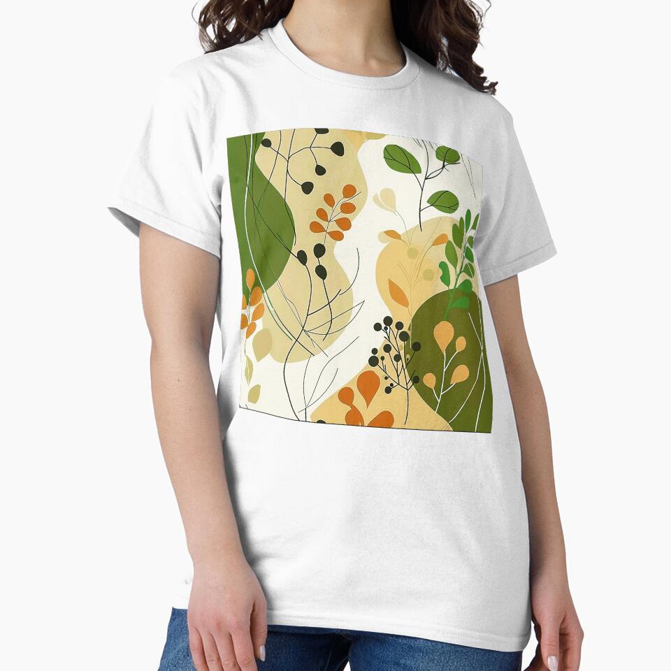 Boho Abstract Leaves Art In Green And Earthtones by DEC02