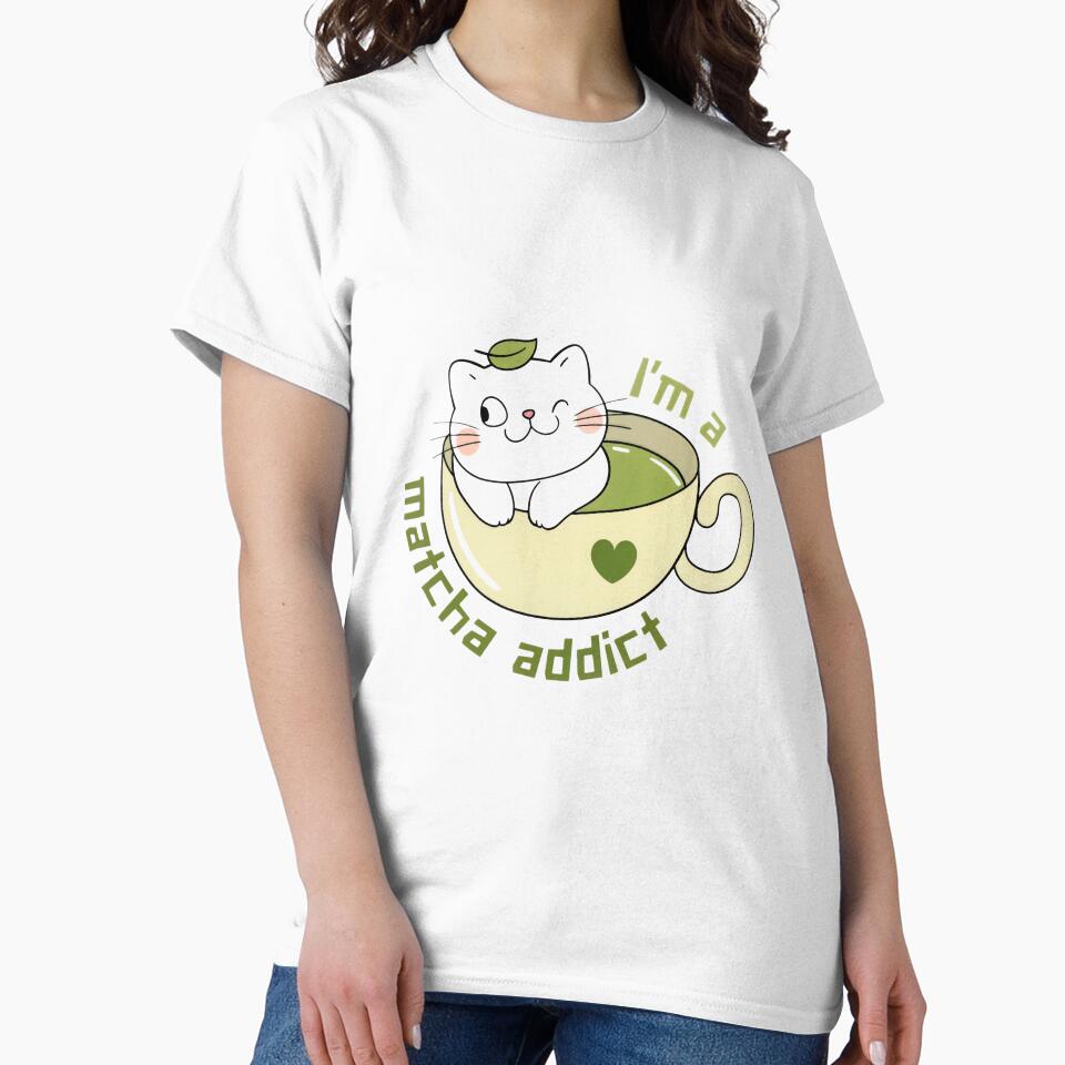 I’m a Matcha Addict Cute Black Cat – Kawaii Tea Lover Aesthetic by BlossomPixel