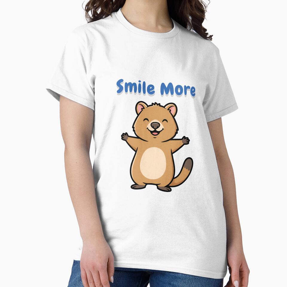 Smile More Happy Cartoon Quokka Vector Design by NatureUnleashed