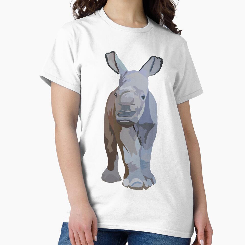 W is for White Rhino , White Rhinoceros – African Rhino Wildlife Art by PrettylittlepastelUk