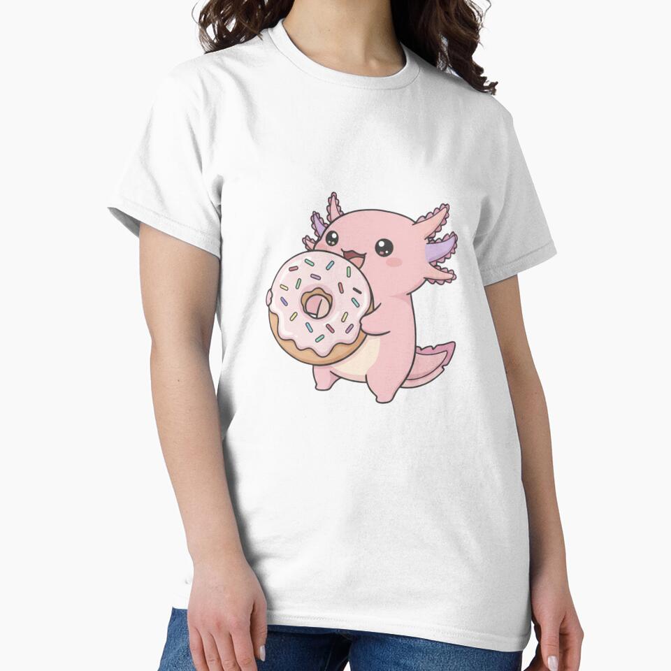 Donut Axolotl cute kawaii pink funny adorable doodle birthday christmas by CheeseBlueprint