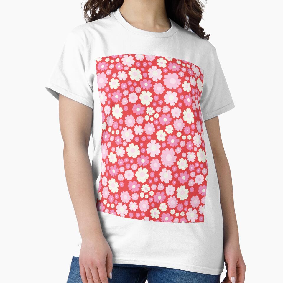 GROOVY RETRO FLOWER POWER GIRLY 70S AND 60S STYLE RED by blomastudios