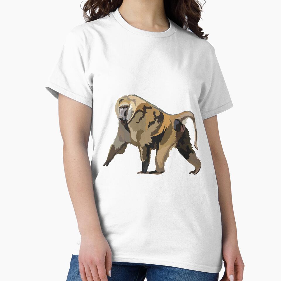 O is for Olive Baboon , Olive Baboon – African Savanna Primate Wildlife Illustration by PrettylittlepastelUk