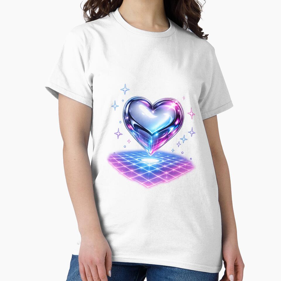 Y2K Chrome Heart Neon Aesthetic Retro Futuristic Design by Danisrin Finds