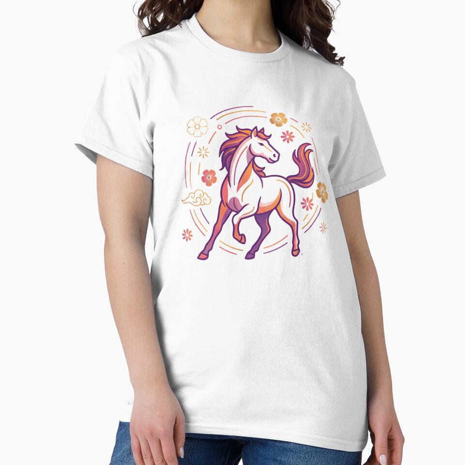 Chinese New Year Horse Art – Elegant Lunar Zodiac Horse Illustration for Phone Case, Apparel & Wall Decor by MuseAI