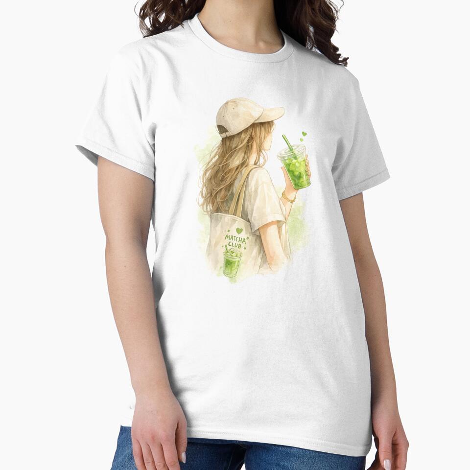 Iced Matcha Girl Watercolor Aesthetic by Peko-
