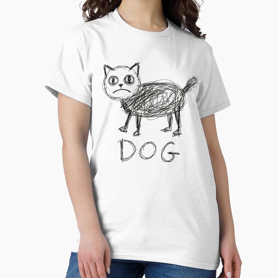 Funny Cat Drawing That Says DOG by Maangata Art