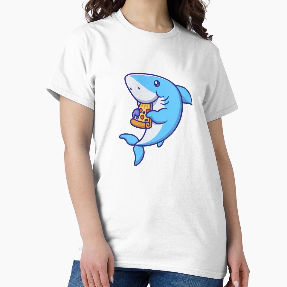 Funny Shark Eating Pizza Slice by Andreaster