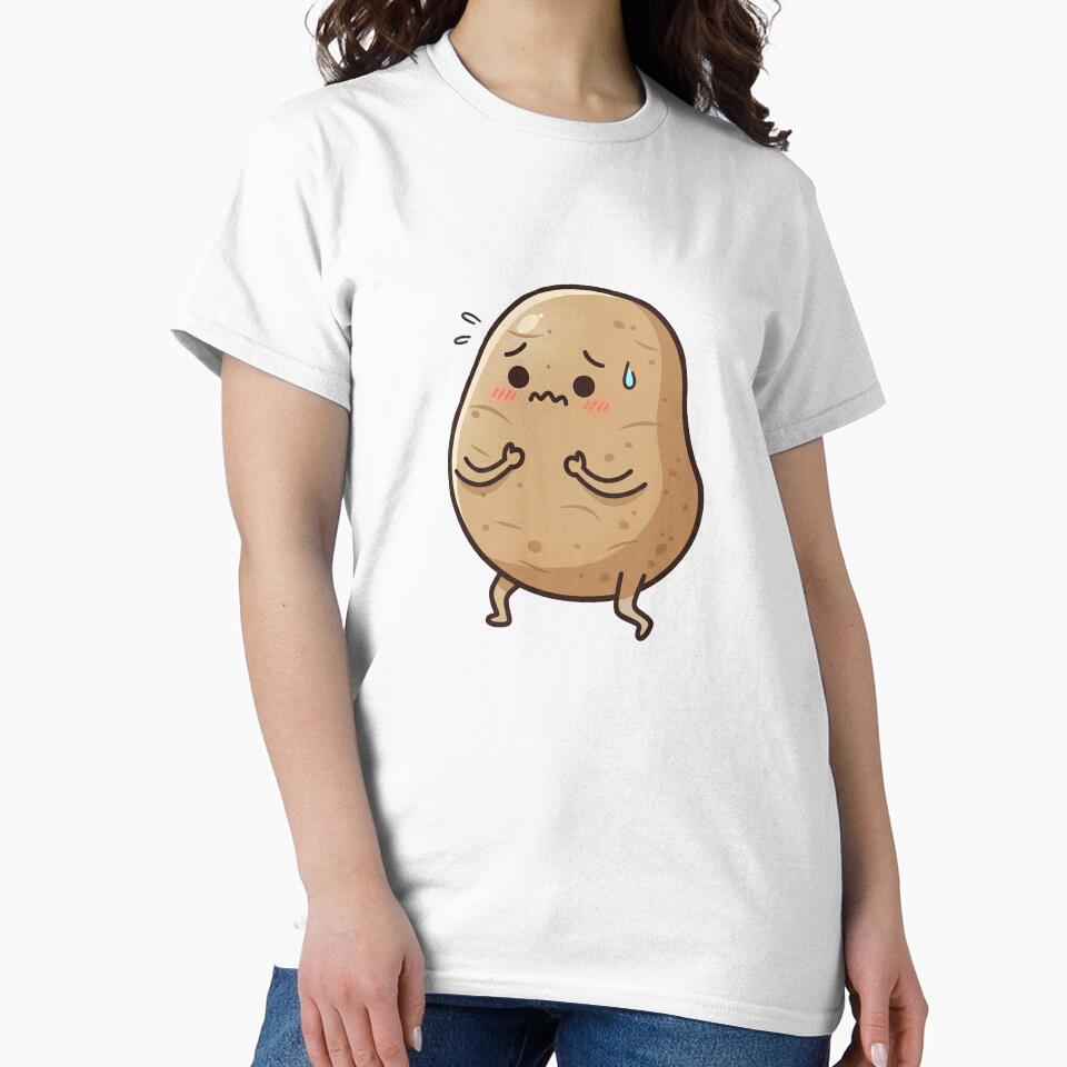 Worried Potato – Funny Anxiety Mascot Art Lilac by Strange Comforts