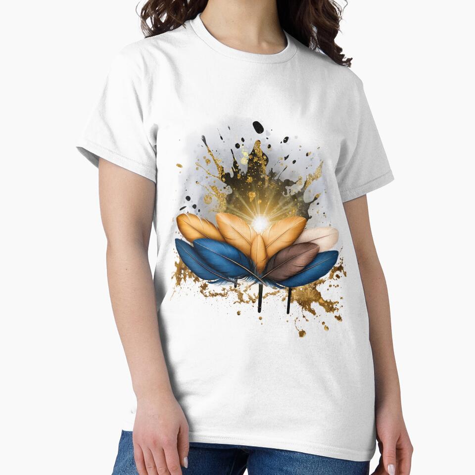 Golden Feather Boho Art | Luxury Abstract Design by ChenEngEng
