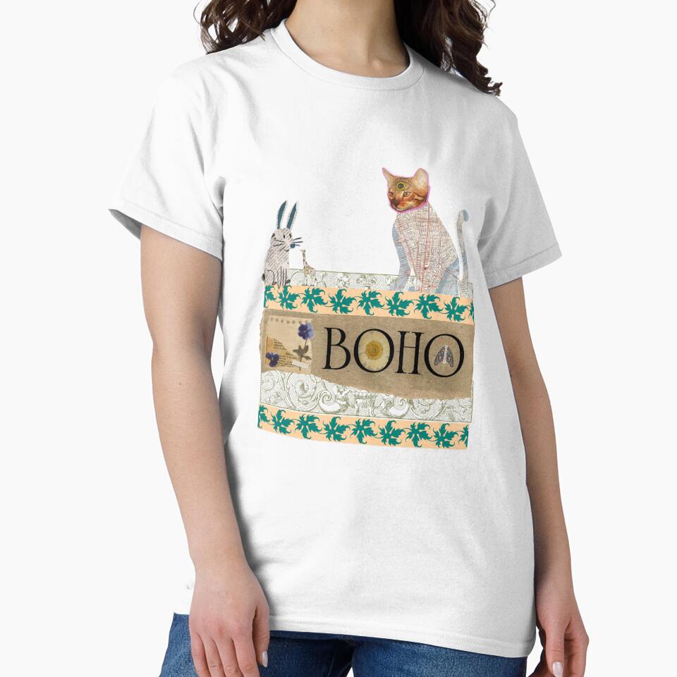Elegant Boho Animal Collage T-Shirt - BOHO by GorinART