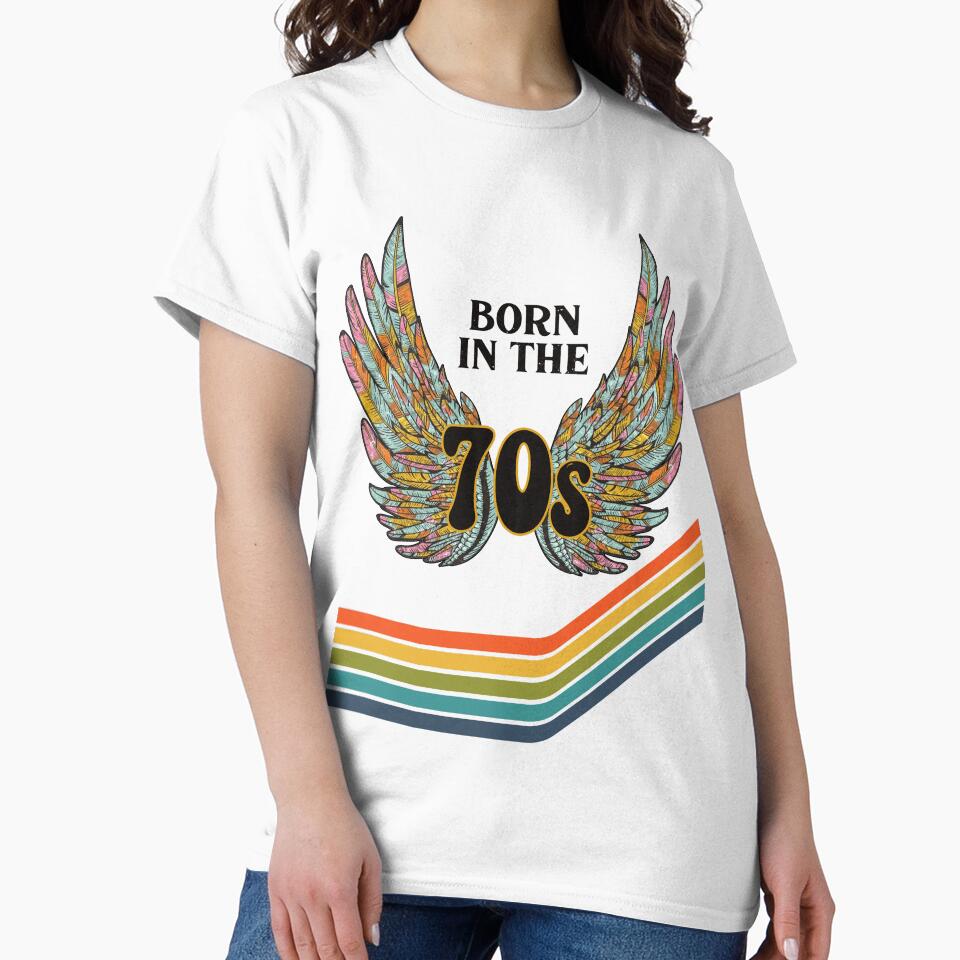 Born in the 70s geometric abstract pattern retro stripes with wings by MagicStrawberry