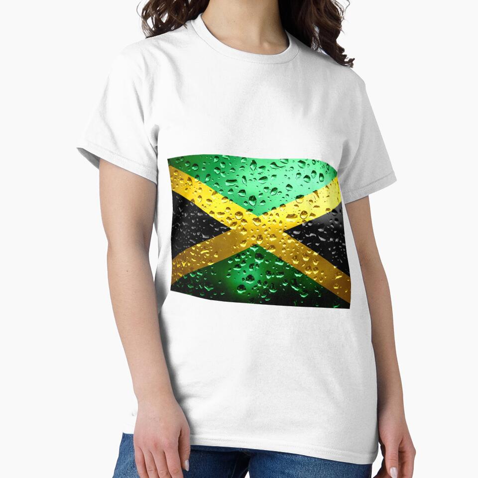 Flag of Jamaica - Raindrops Rasta Rastafarian Jamaican Metallic Water Rain Flags Grunge by Dr-Pen