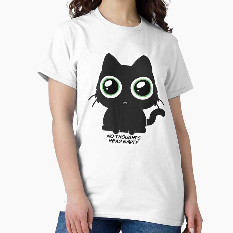 No Thoughts Head Empty Black Cat Design by neoomancer