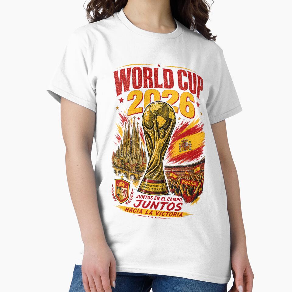 Spain 2026 Football Trophy Vintage Poster by Arabic Ink Studio
