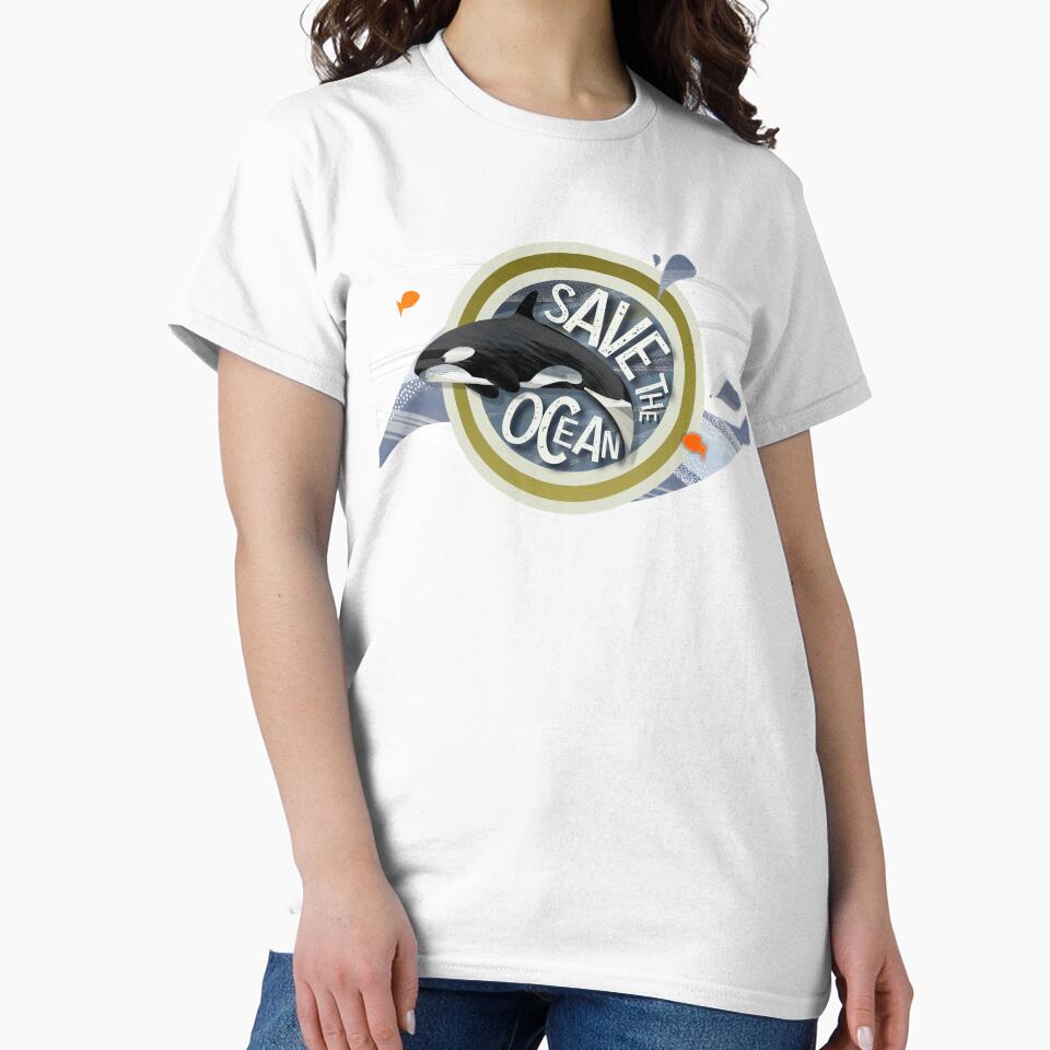 Save our Oceans - Striking orca whale save the seas range for wild open water swimmers - Caroline Laursen Original by Caroline Laursen
