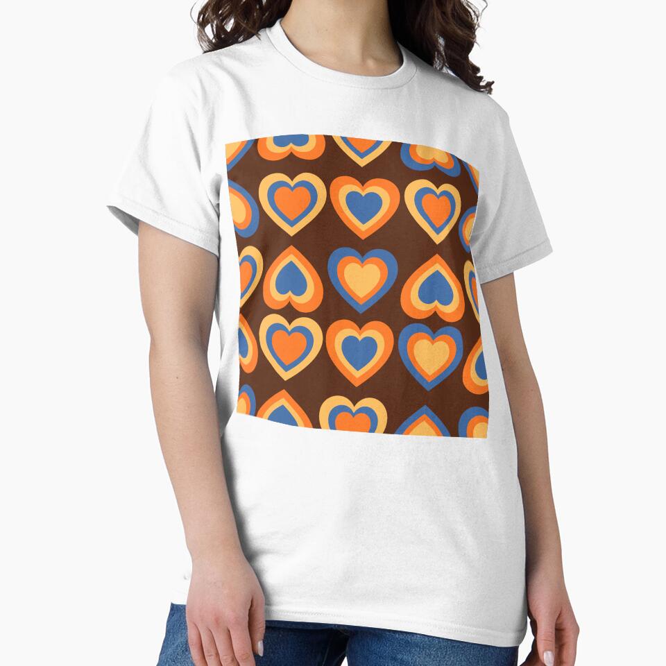 Groovy Retro Heart Seamless Pattern - 70s Vintage Love Aesthetic by Niji Hibana