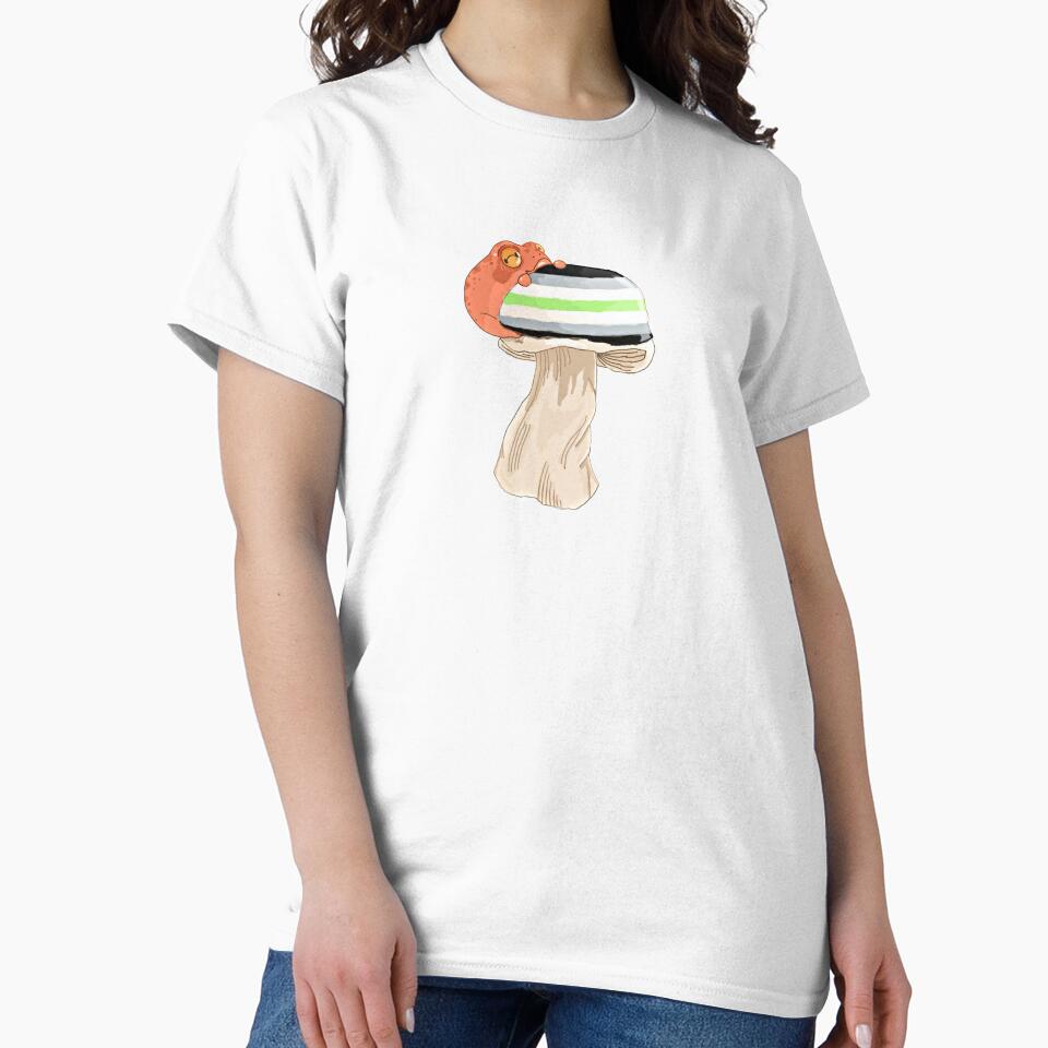 Agender Pride Frog on a Mushroom by ghostscreations