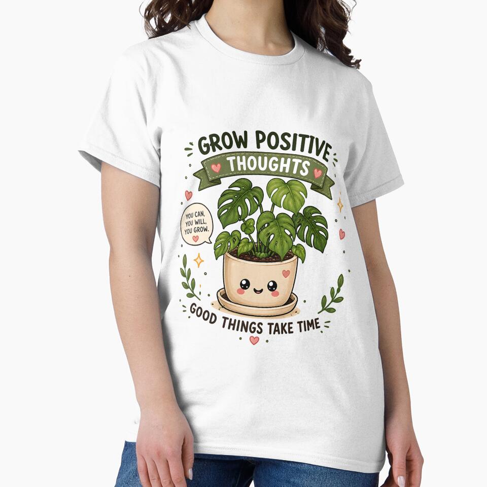 Grow Positive Thoughts | Cute Kawaii Monstera Plant Sticker | Motivational Plant Lover Gift by PLANT LOVER'S PARADISE