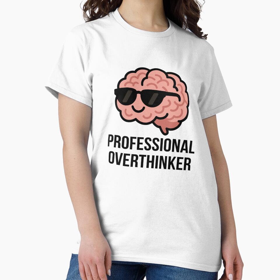 Cool Brain with Sunglasses Sticker – Professional Overthinker Funny Mental Health Meme by QuickStickTeam