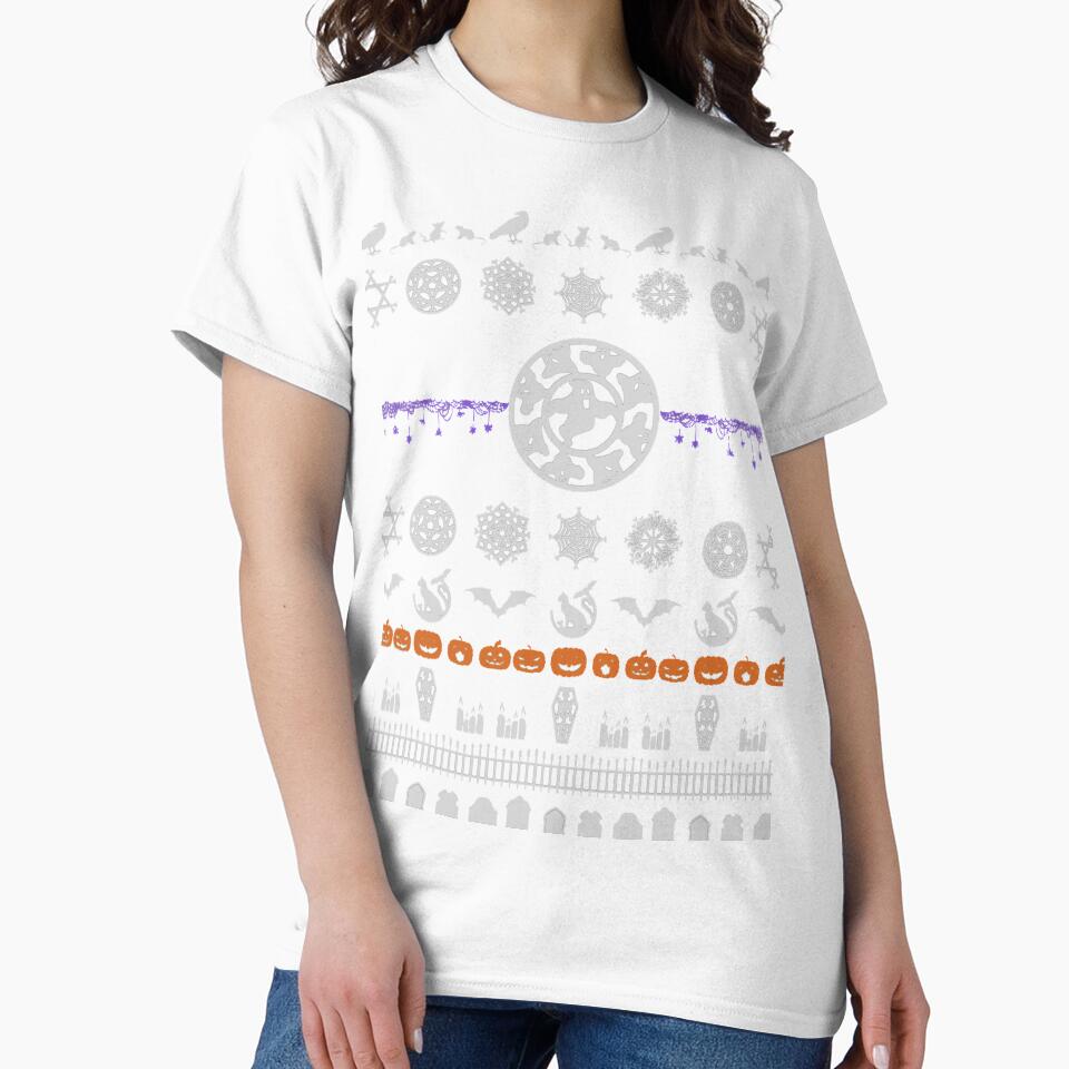 Halloween Ugly Christmas Sweater Pattern | Xmas Goth Design | Brighter Ver by VampyreZen