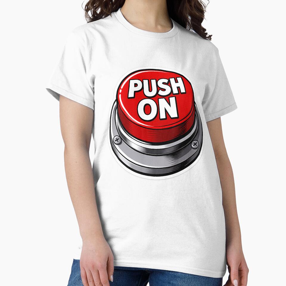 Push On Button Funny Motivational Design – Bold Red Button Sticker by ITSimagination