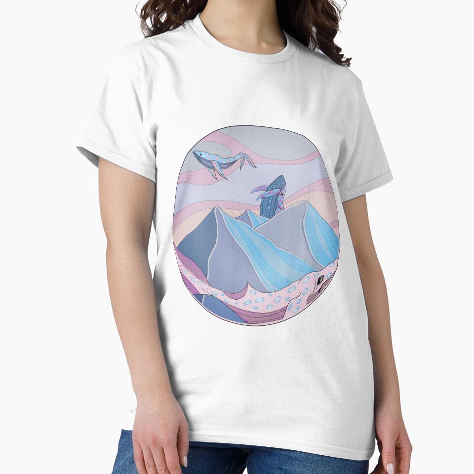 Colorful dreamcore whales above the mountains by Mindelens