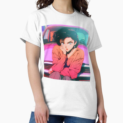 80s Anime Retro Girl Car Japanese Aesthetic Classic Style by glasseskyodai