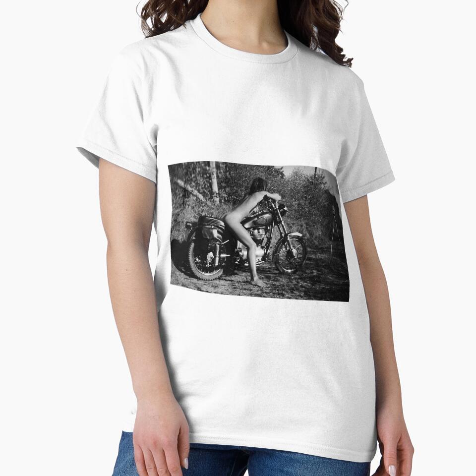 Nude Black and White Woman on Motorcycle Photography by HoneymoonHotel
