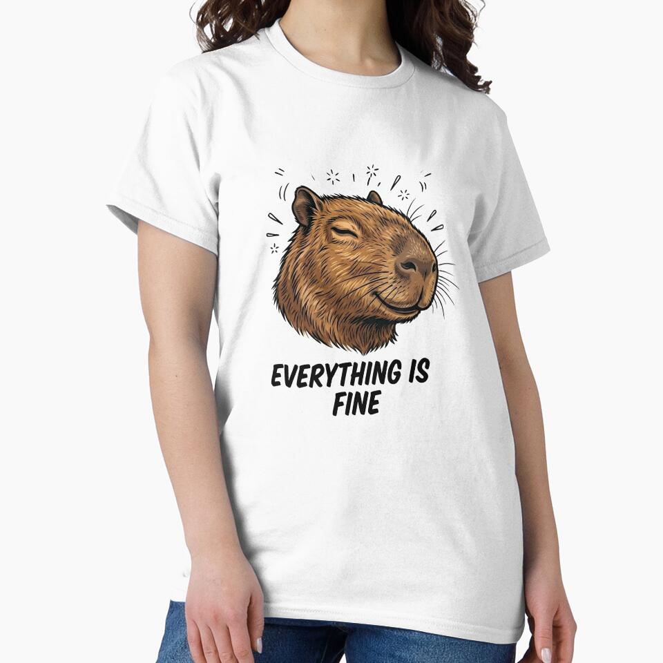 Chill Capybara 'Everything is Fine' - Sarcastic Animal Design by Happy_Animal