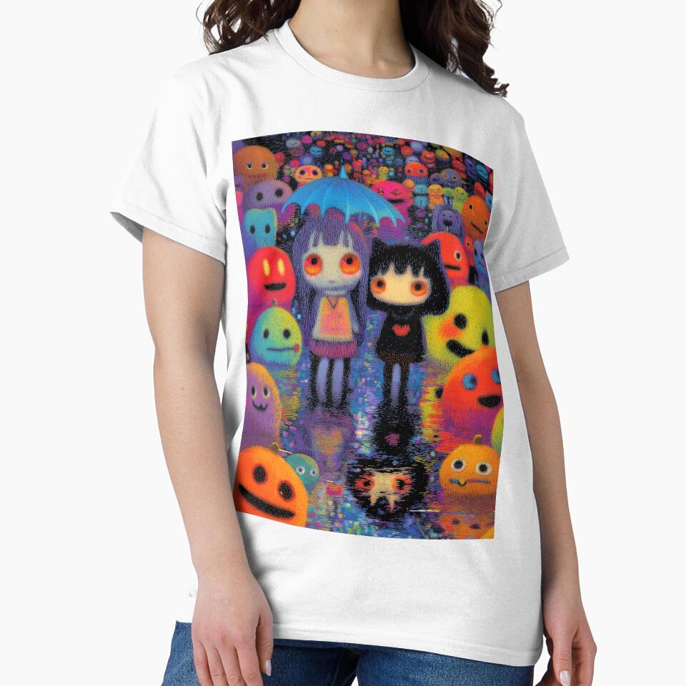 Kawaii Ghost Parade with Creepy Cute Girls – Rainbow Spooky Aesthetic by Art of Ngu