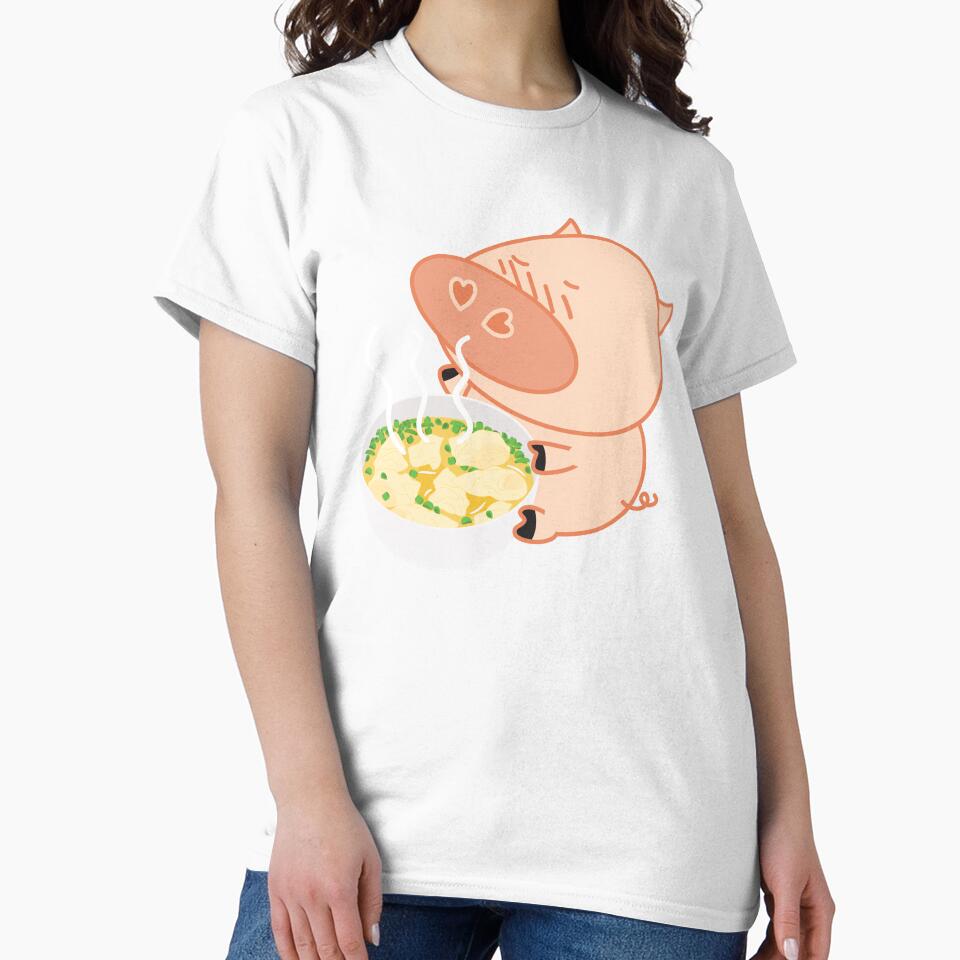 Funny Pig and Chinese Pork Wonton Soup by Lulupainting