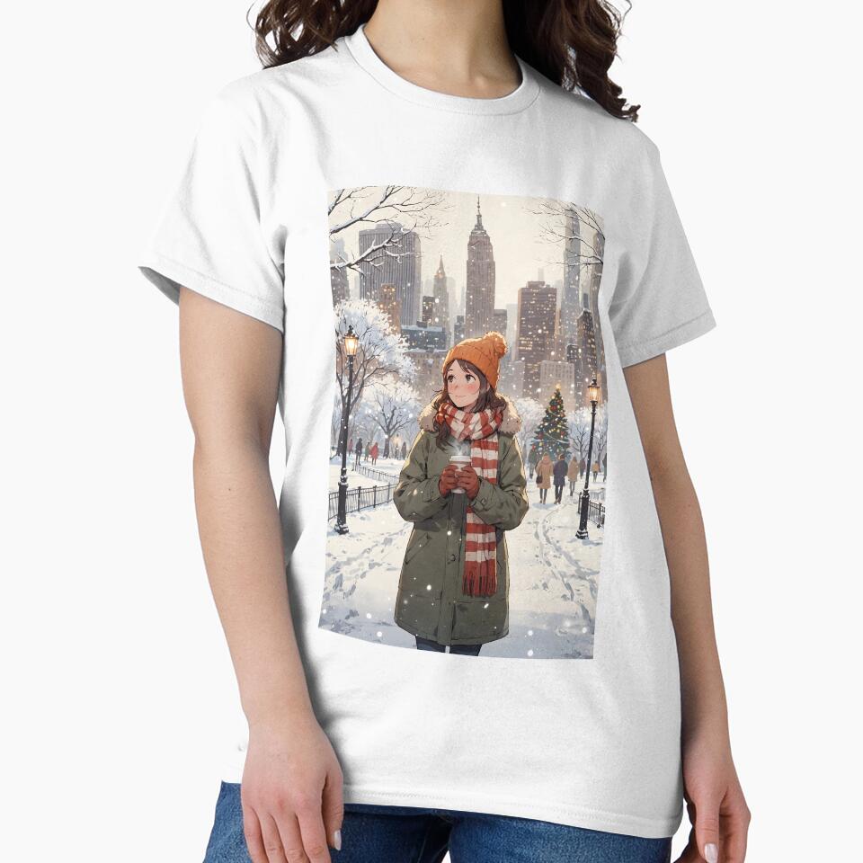 Anime Woman in Winter, Central Park, New York – Cozy Snowy Stroll by Chibifaceneko