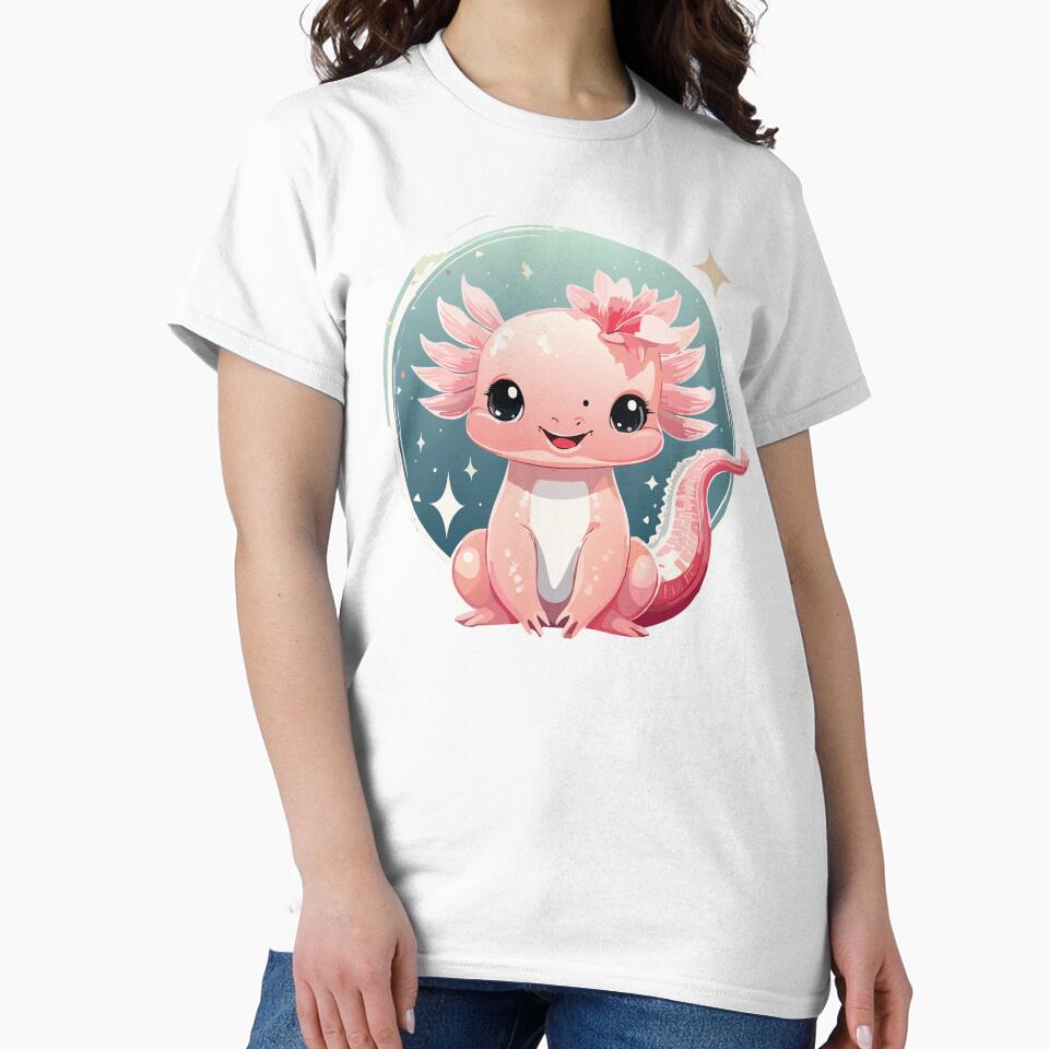 Kawaii Axolotl – Cute Pink Axolotl Art – Adorable Salamander Illustration by Rocamisetas
