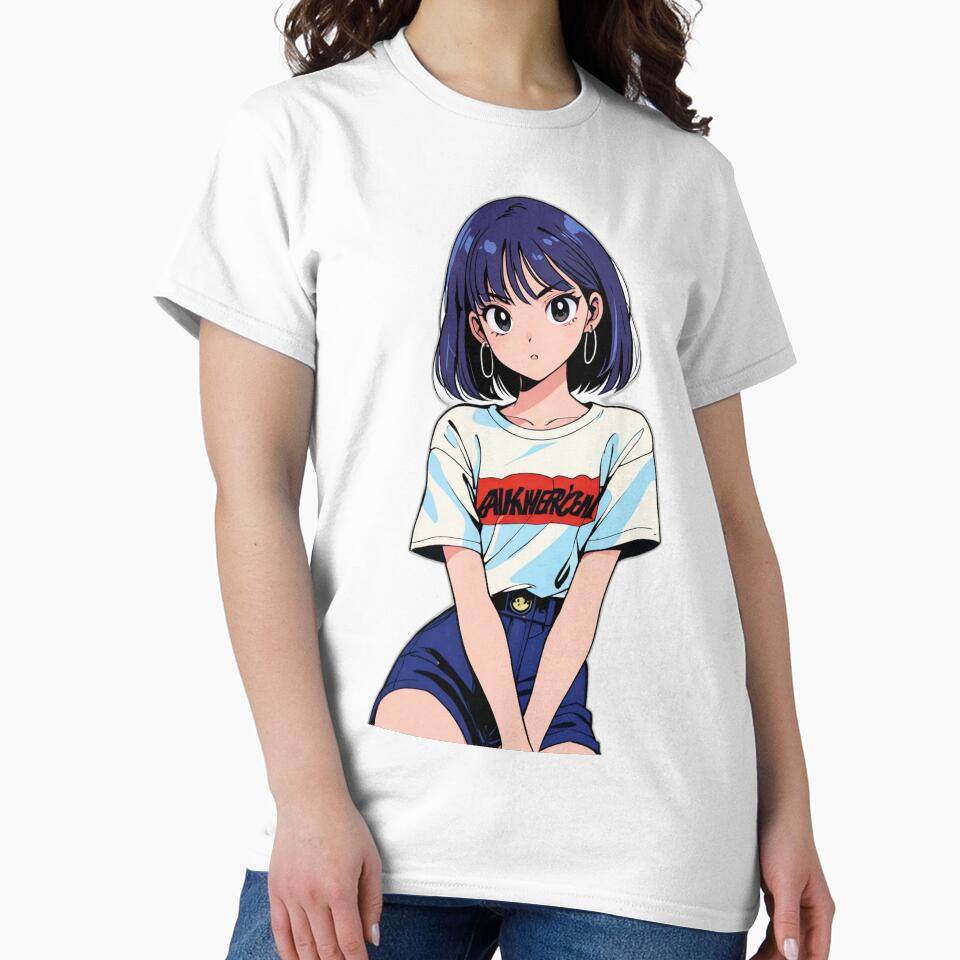 Retro 90s Anime Girl Minimal Aesthetic by ShadowsInk