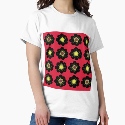 60s 70s Hippy Flowers Scandinavian Black Blossoms by Manitarka