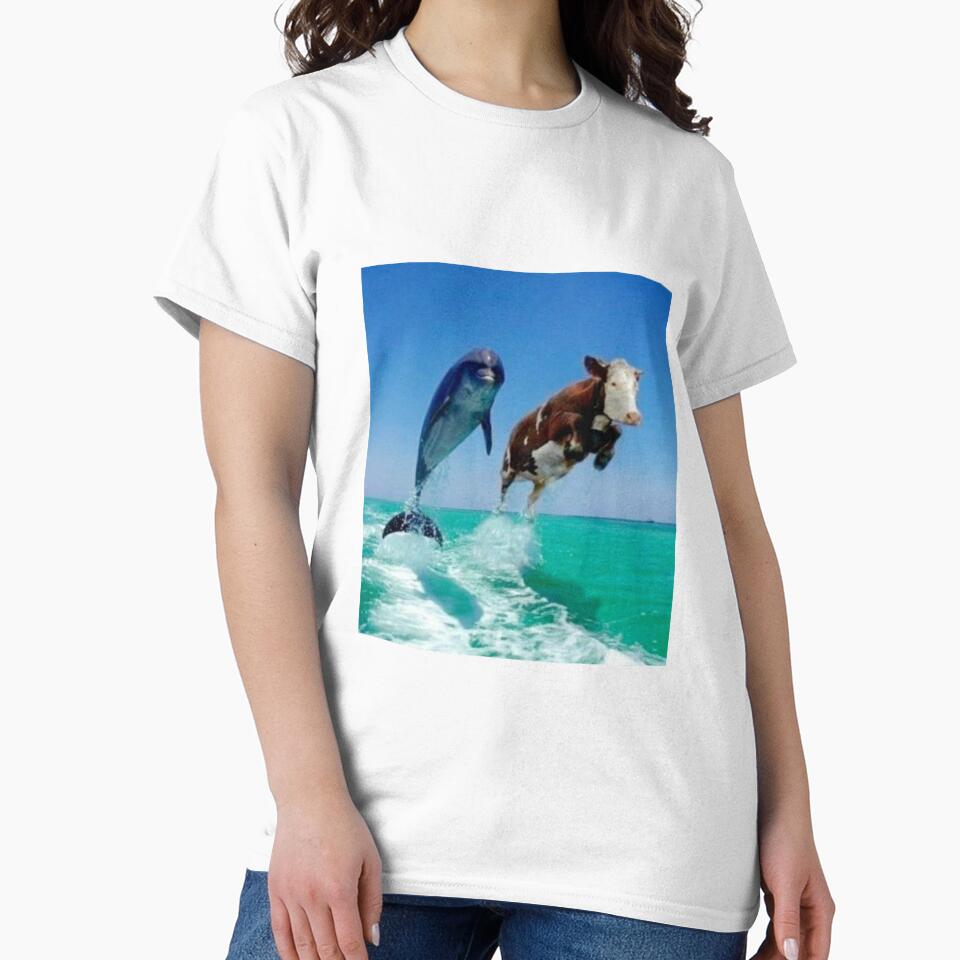 Cow swimming with Dolphin by teaisfantastic