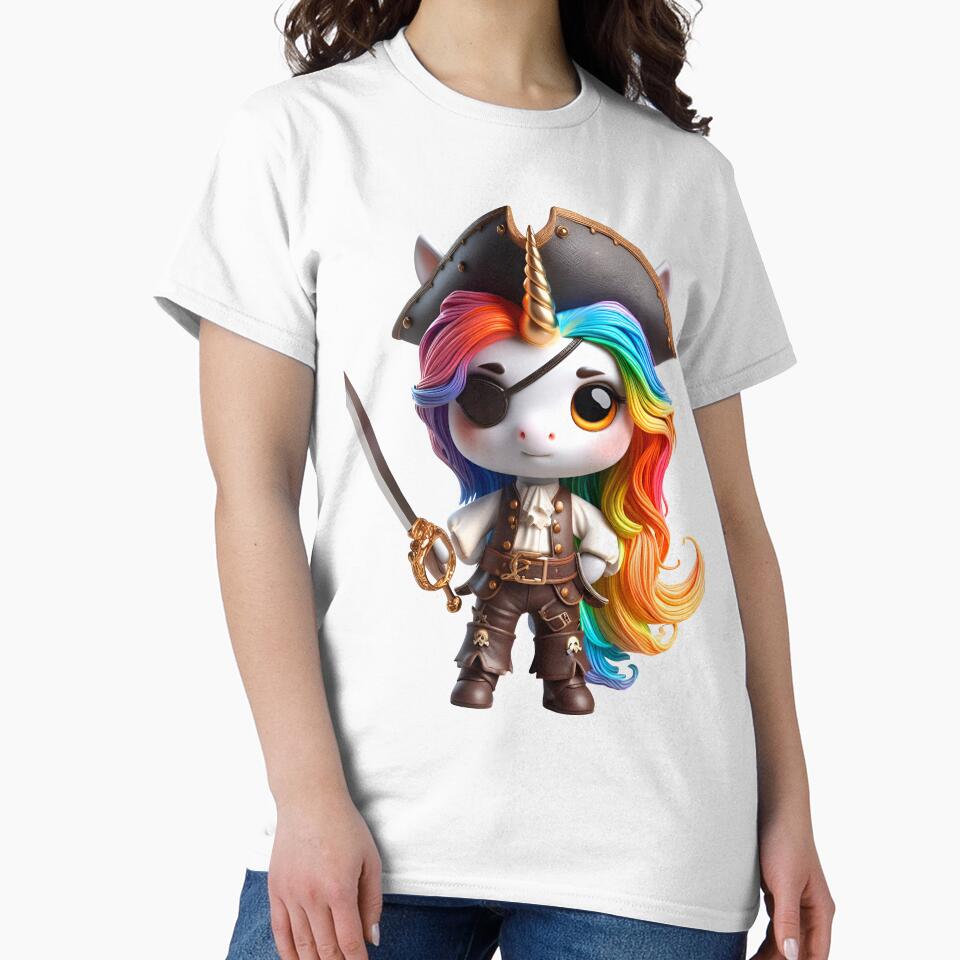 Cute Rainbow Unicorn Pirate with Sword by Nathalymx