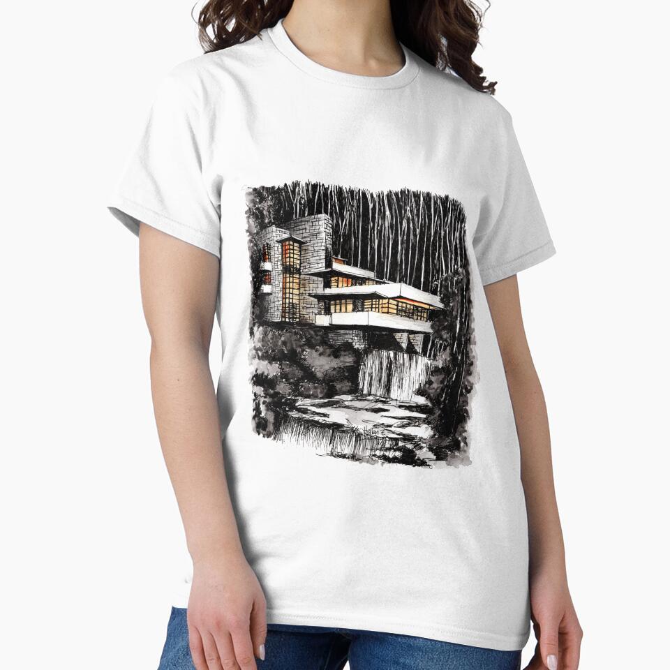 Watercolor Fallingwater House architecture by FreehandSketch