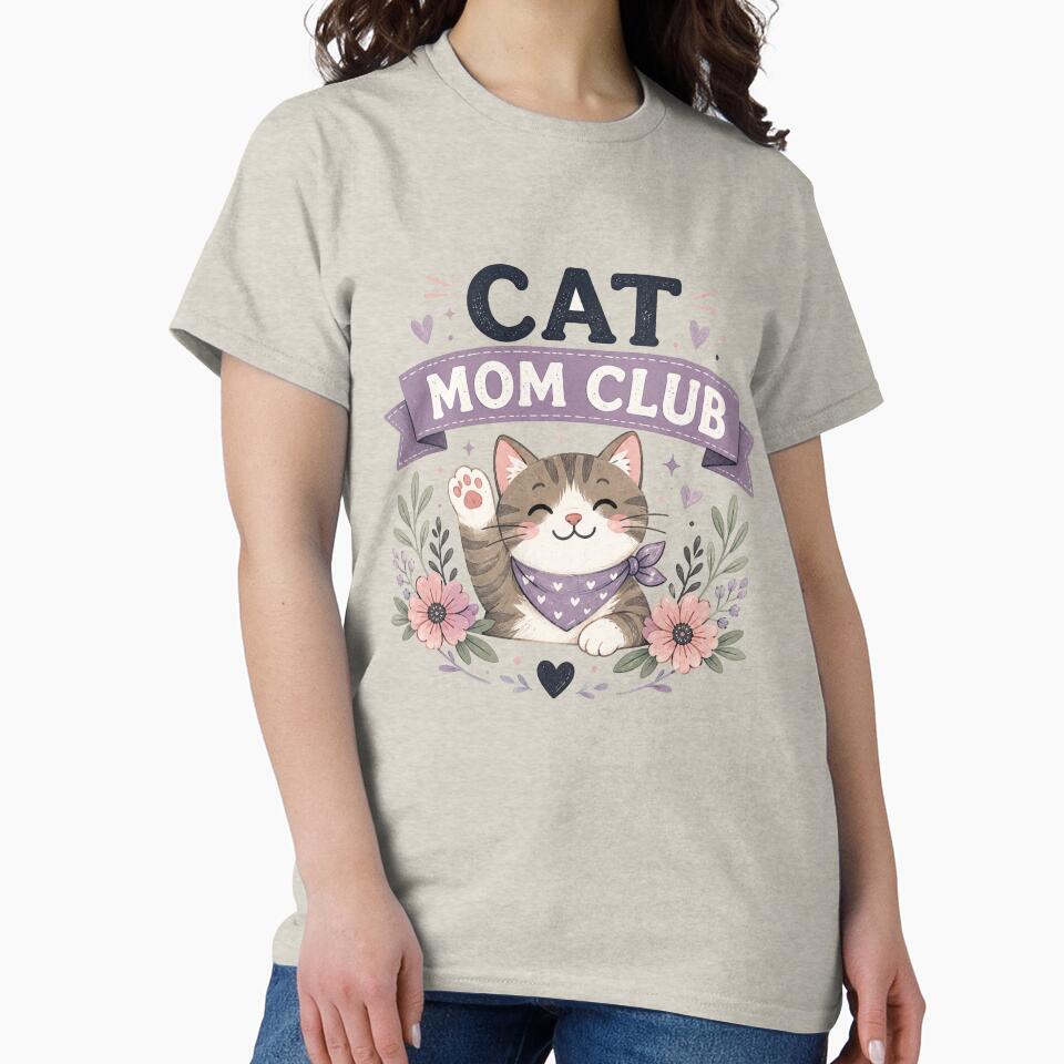 Cat Mom Club Cute Floral Cat Mom Gift Kawaii Cat Lover Design by MimiSabu