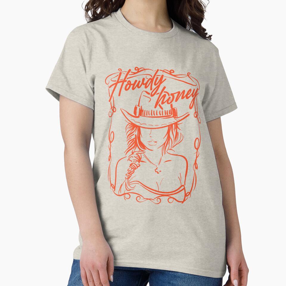 Howdy Honey Vintage Cowgirl Graphic Art by The secret storage room
