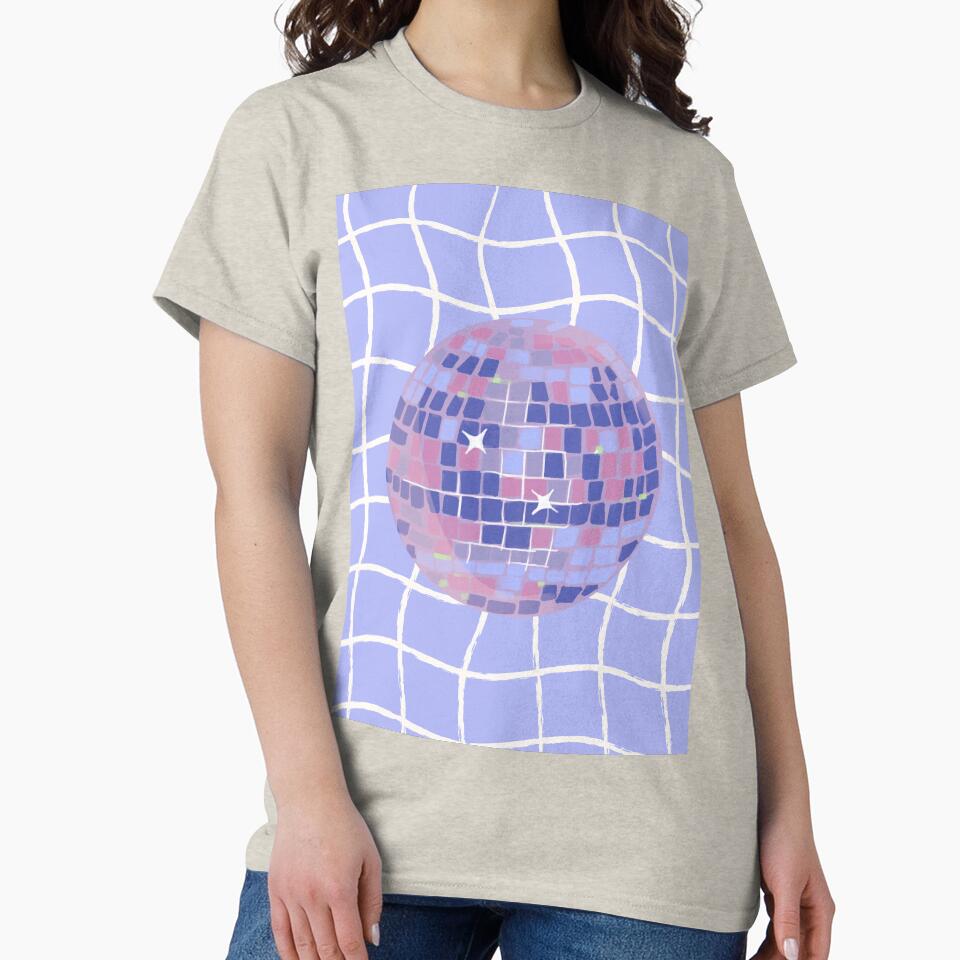 Pastel Disco Ball Illustration on Lavender Wavy Grid by samahl_l