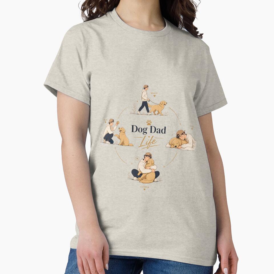 Golden Retriever Dog Dad Life Cycle Kawaii Lifestyle T-Shirt by Ashley critters